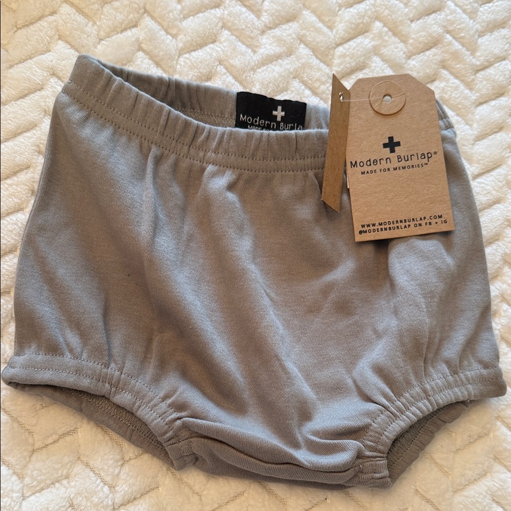 Modern burlapGray Baby Bloomers 100%organic cotton 12-18 m